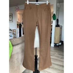 Vintage Pants Womens Brown Flare Leg Stretchy Trousers Mid Rise Size S